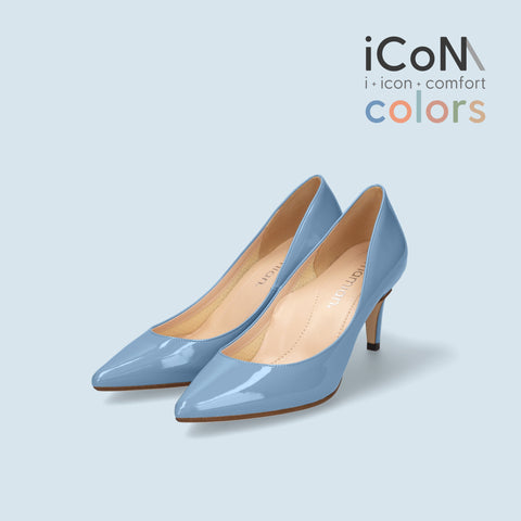 iCoN COLORS：ポインテッドトゥ エナメル パンプス（C76531）スカイブルー/mamian（マミアン）