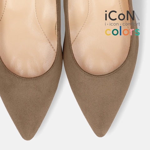 30%OFF：iCoN COLORS：ポインテッドトゥ スエード パンプス（C57172）トープS/mamian（マミアン）