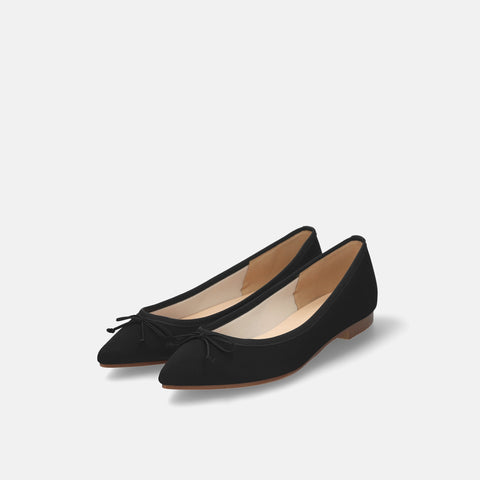 2026SSBI：ポインテッドトゥ フラット バレエシューズ（1333）ブラックサテン/mamian（マミアン）