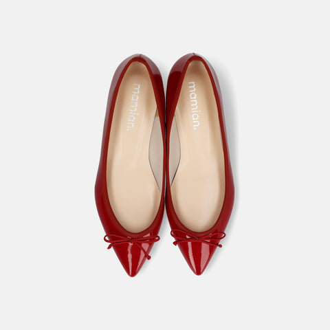 2026SSBI：ポインテッドトゥ フラット バレエシューズ（1333）レッドE/mamian（マミアン）