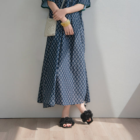 40%OFF：2025SS：ボリュームフリル フラットサンダル（m10bn14）ブラック/mamian（マミアン）