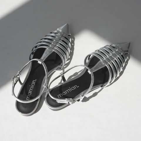 10% OFF: 2024SS: Pointed Toe Gurkha Sandals (m17008) Silver