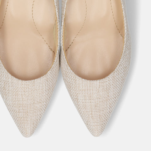 15% OFF: iCoN COLORS: Pointed Toe Linen Pumps (C57175) Kinari L