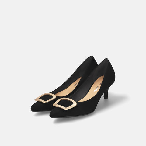 2025AW：ポインテッドトゥ バックル パンプス（m55224）ブラックS/mamian（マミアン）